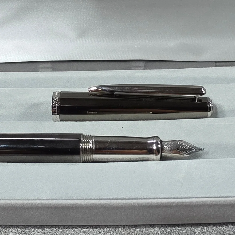 Marquis by Waterford Fountain Pen Unisex OS Gunmetal Chrome Excellent Boxed Nib